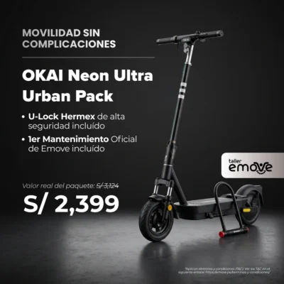 Scooter eléctrico Okai ES40 Neon Ultra - Edición Urban Pack